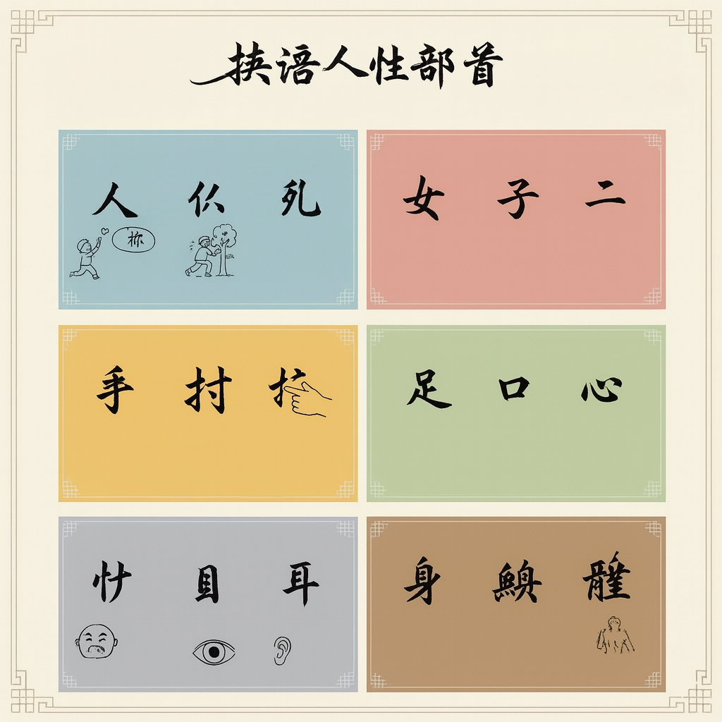 Các bộ thủ phổ biến về con người và cơ thể trong tiếng Trung